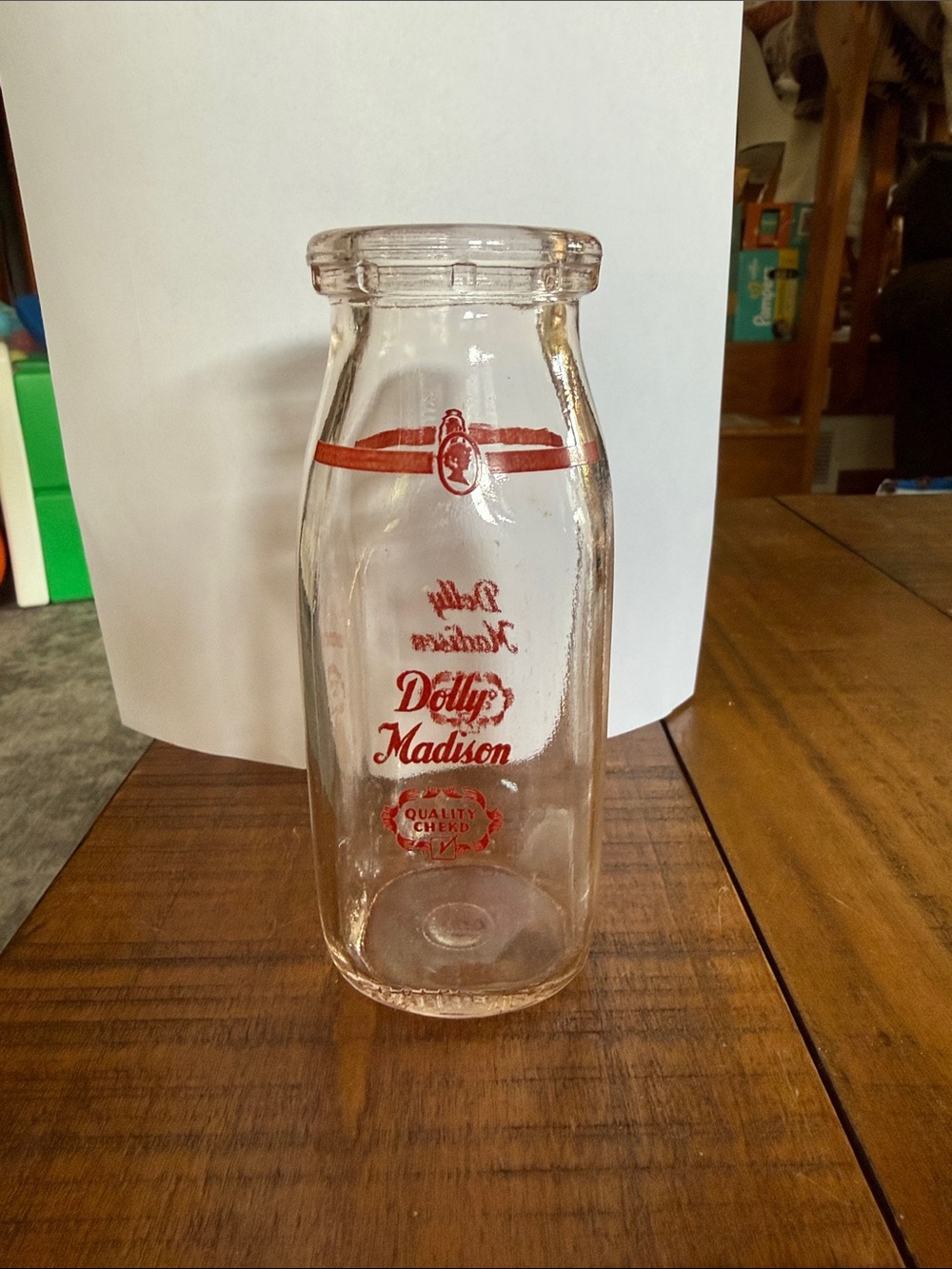 Dolly Madison Vintage Glass Milk Bottle